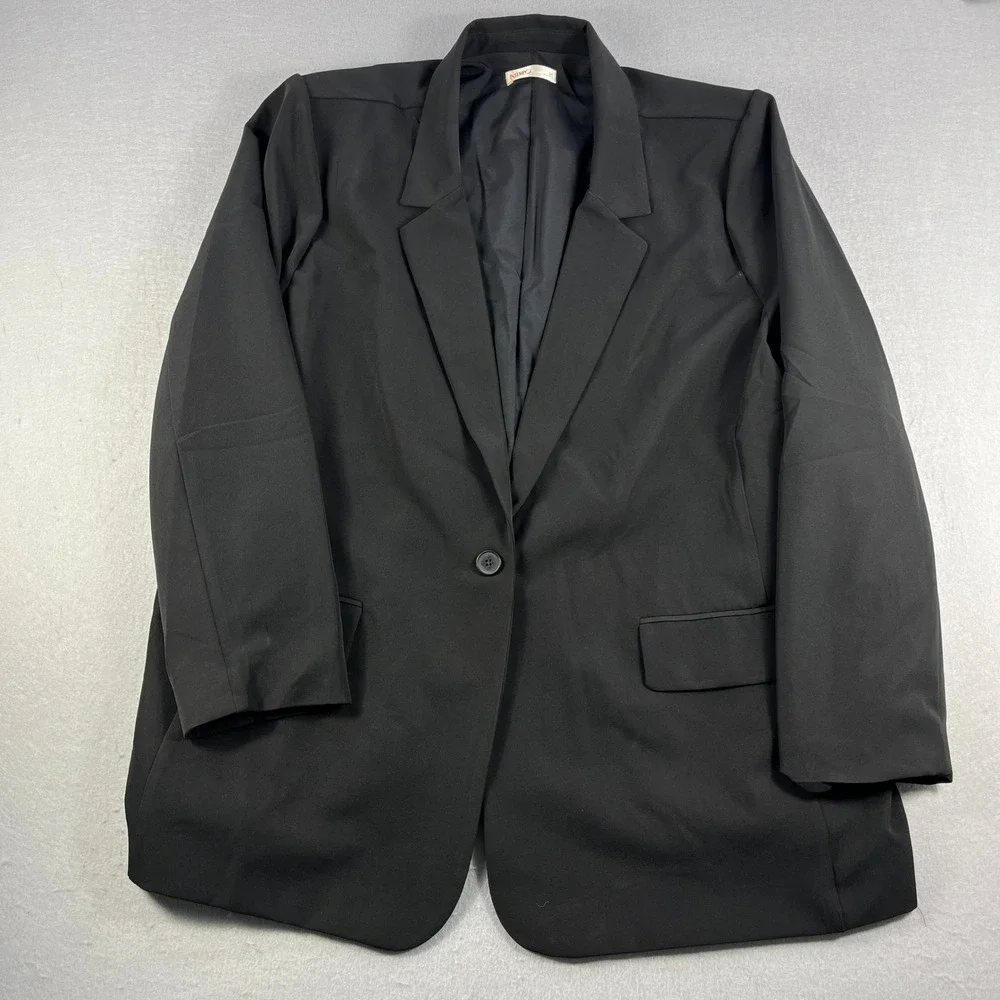 Intempo Womens Black Single Button Blazer‎ Plus Size 3X Professional Jacket